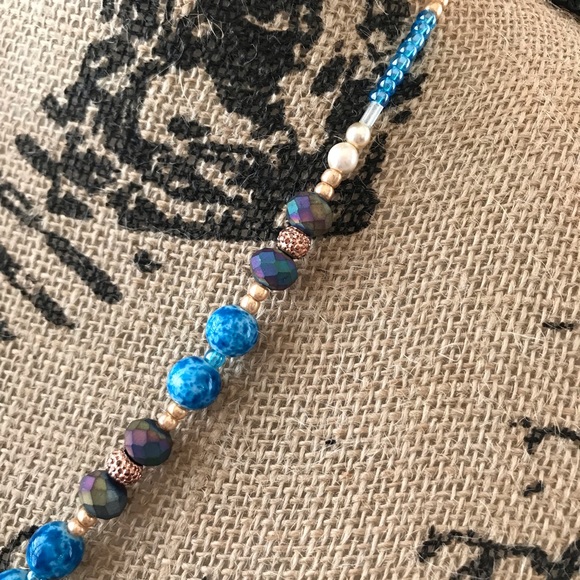 Handmade Glass bead necklace w/elephant 24” - Picture 4 of 5